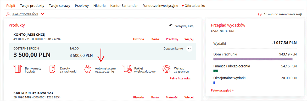 2 7 do 20 000 zł Konto Systemtyczne Santander Promocja 680 PLN